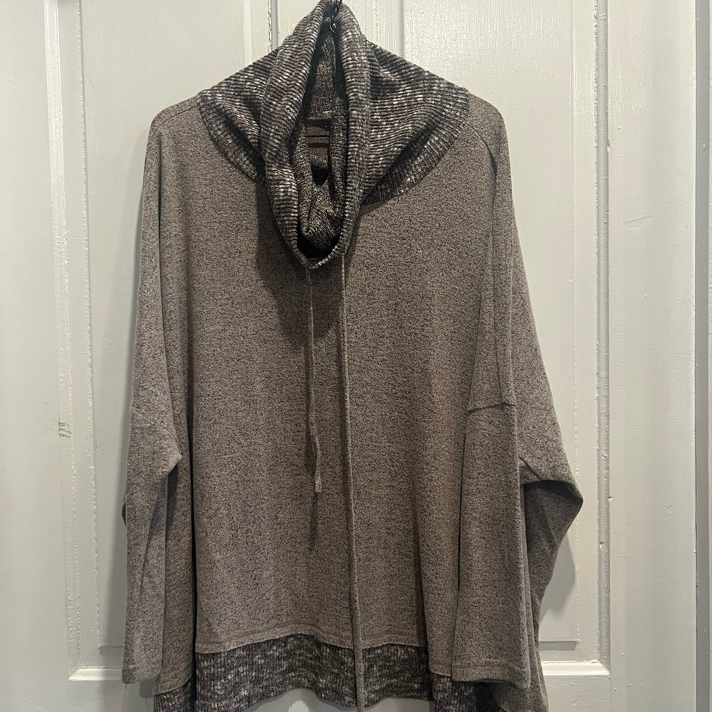 LA MIEL Heathered Cowl Neck Sweater - Brown